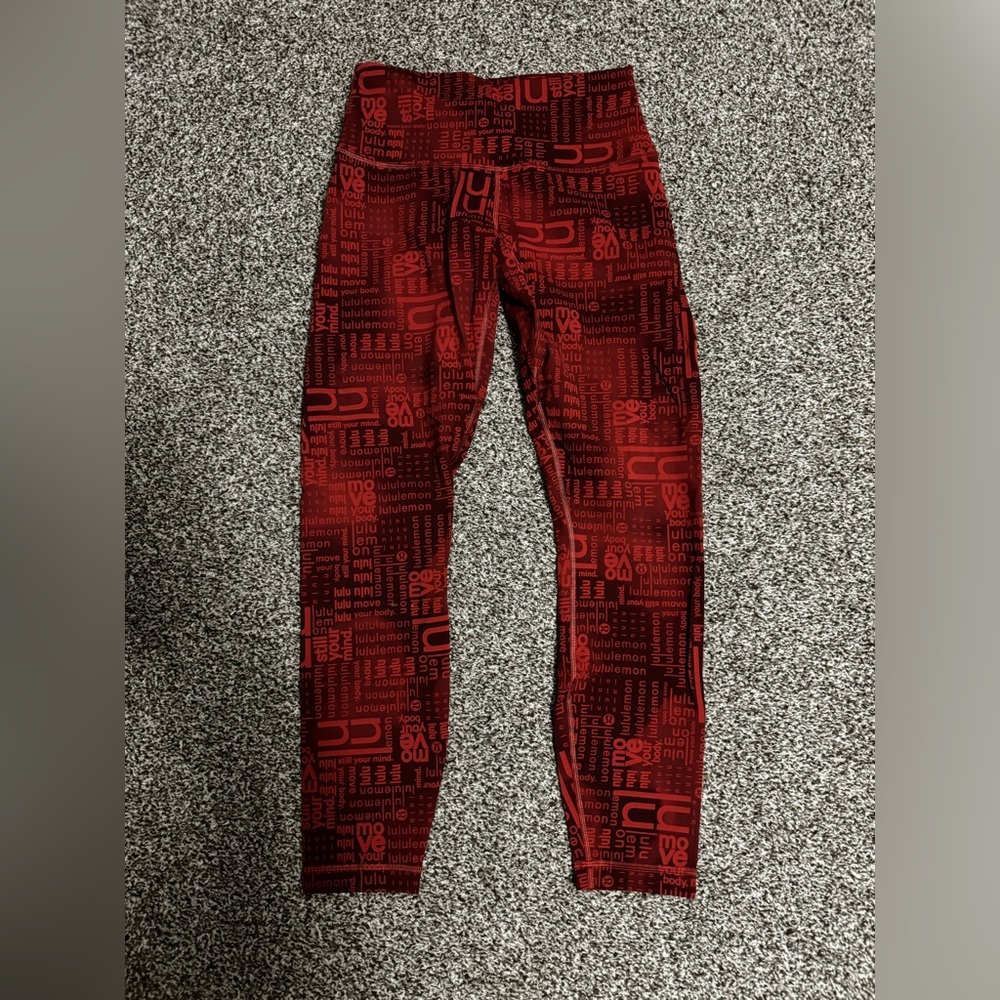 lululemon athletica Bold Red Text Leggings
